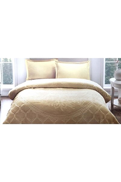 Özdilek Trendy Embossed Double Blanket (220X240)-Mustard