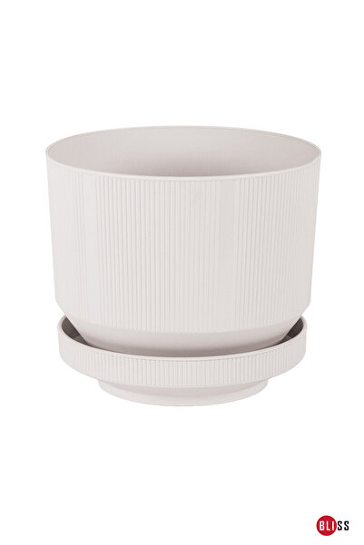 Bliss 9 Litre Gri Dekoratif Lüks Saksı Iç Dış Mekan Tabaklı Plastik Çiçek Saksısı