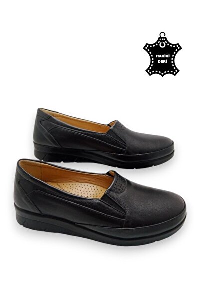 MAGIC SHOES Kadın Siyah Hakiki Deri Içi Deri Comfort Tam Ortopedik Anne Ayakkabısı