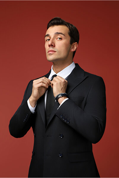 Kiğılı Slim Fit Dar Kesim Pamuklu Lyocell Kruvaze Takım Elbise