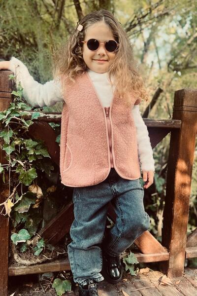 Monila Unisex Children's Plush Vest with Zipper Pockets