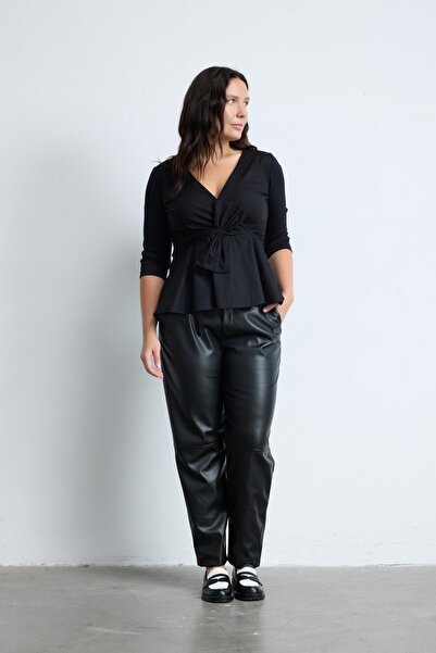 LUOKK Bebe Fiyonklu Truvakar Kollu Büyük Beden Bluz