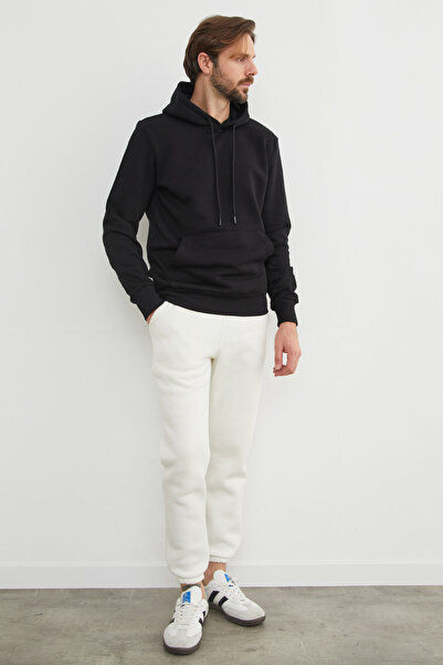 Fulla Moda 3 Thread Basic Kangaroo Pocket K Hooded Sweatshirt Hoodie