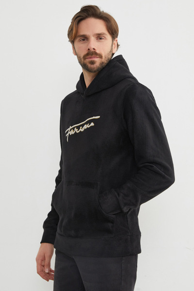 Fulla Moda Φούτερ με κουκούλα με κουκούλα από φλις με κεντημένη γραφή και τσέπη καγκουρό