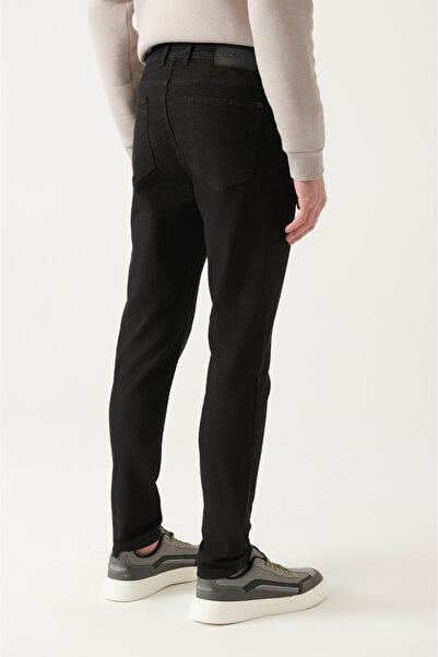 Avva Erkek Siyah Düz Yıkama Esnek Rio Skinny Fit Jean Pantolon B003503