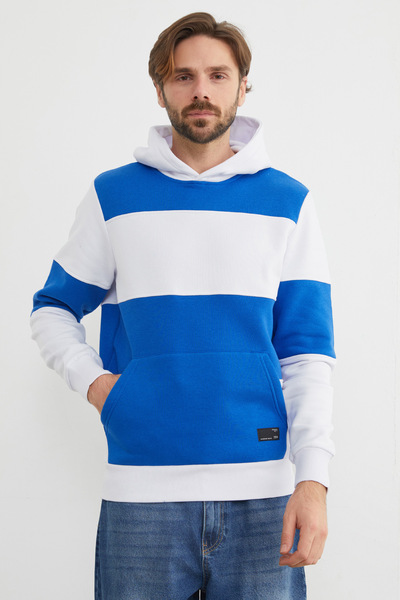 Fulla Moda Φούτερ 3 Thread R αντίθεση χρωμάτων Kangaroo Pocket K με κουκούλα