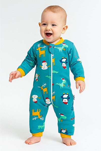 TUOBEBE بذلة من القطن الممشط بأكمام طويلة وسحاب بنمط البطريق، 2.5 توغ