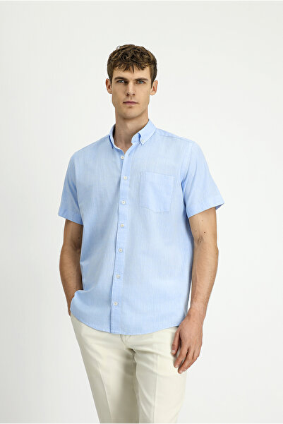 Kiğılı Short Sleeve Regular Fit Button Collar Cotton Shirt