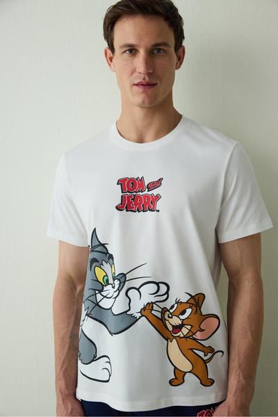 Penti Erkek Tom&Jerry Slogan Baskılı Kısa Kollu Pijama Takımı