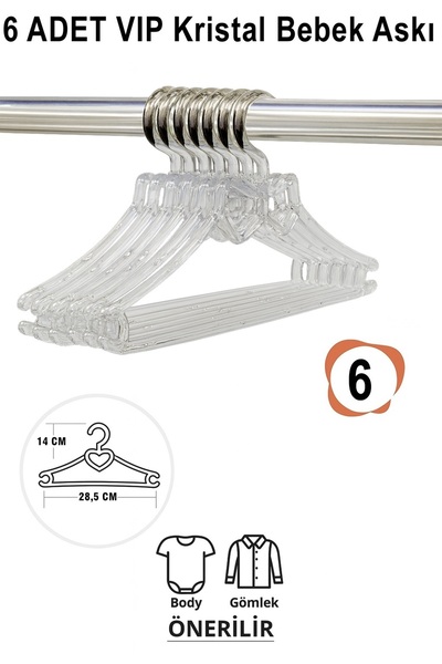 Vip Home Concept Market Ürünleri شماعة ملابس للأطفال 6 قطع بفيونكة كريستالية،...