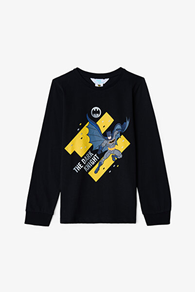 Penti Siyah Erkek Çocuk Batman Çizgi Film Desenli Pamuklu Uzun Kollu Pijama Takımı