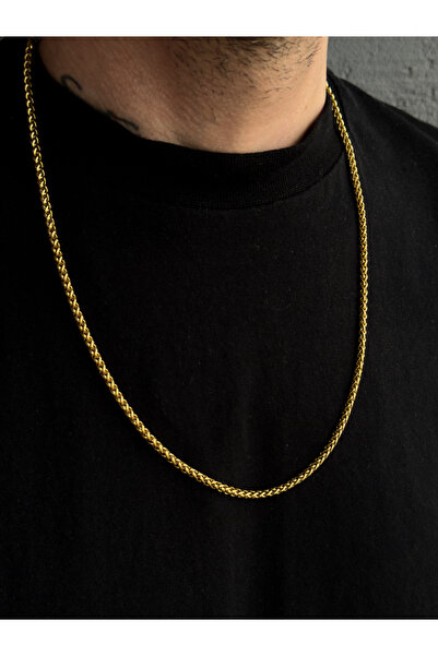 CAPO by Aytaç Yamaç Twisted Chain Steel Gold Color Men's Necklace 65cm