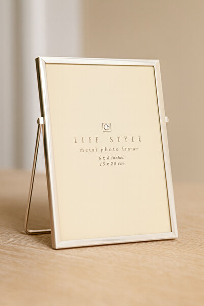 esdekor Life Style Metal Photo Frame 6x8inch Gümüş Kaplama Ince Çerçeve 15x20...