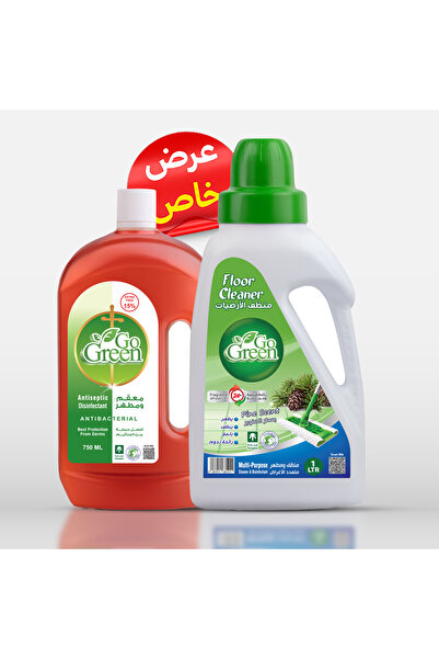 GoGreen منظف ​​الأرضيات 1 لتر صنوبر، مطهر ومعقم 750 مل