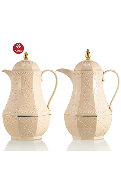 Rose Classic pattern tea and coffee thermos set consisting of 2 rose thermoses, 624 capacity (1300 ml) coffee and (1300 ml) tea