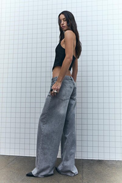 Bershka Geniş paça düşük bel jean