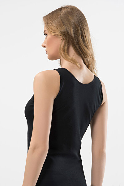 TÜREN 290 Women's Lace V-Neck Strap Cotton Undershirt 2-Pack Black