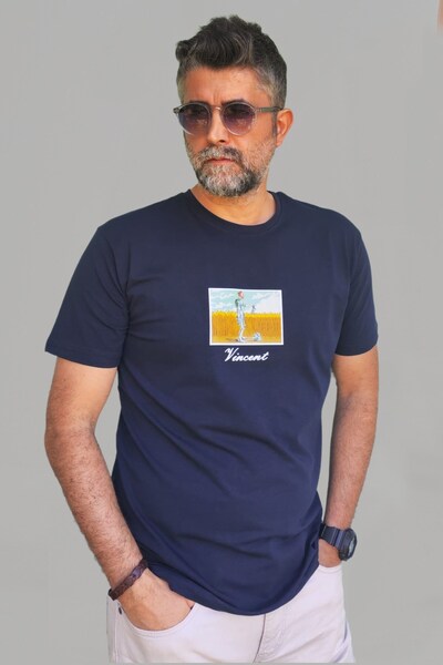 Vien&Karl Ανδρικό μπλουζάκι με μοτίβο-απλό μικτό λεπτή εφαρμογή Crew λαιμόκοψη βαμβακερό ελαστάν 5 τεμαχίων Basic T-shirt