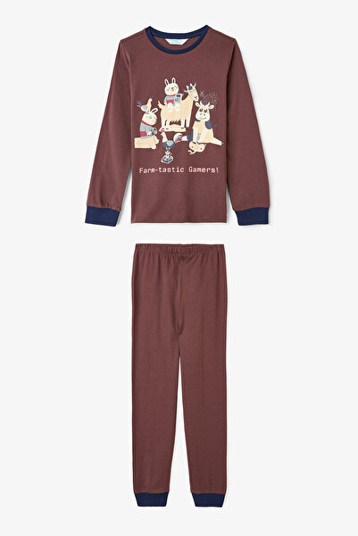 Penti Erkek Çocuk Farm-Tastic Pamuklu Uzun Kollu 2'li Pijama Takımı