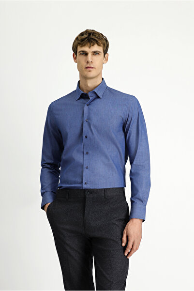 Kiğılı قميص دينم قطني منقوش بأكمام طويلة وقصة ضيقة