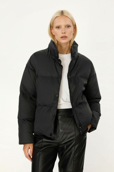 QAWWA Women's Black Windproof Waterproof Padded Coat