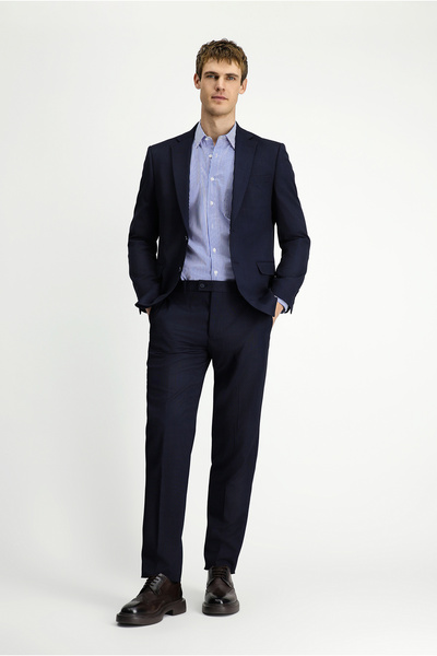 Kiğılı Regular Fit Mono Collar Plain Dobby Double Pants Suit