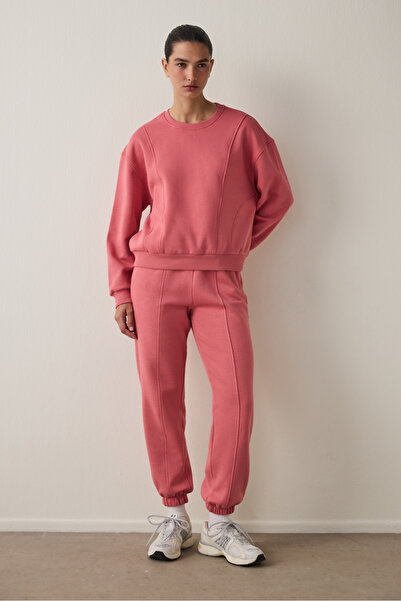 Penti Çöl Gülü Oversize Bisiklet Yaka Crop Sweatshirt