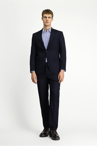 Kiğılı Regular Fit Mono Collar Plain Dobby Double Pants Suit