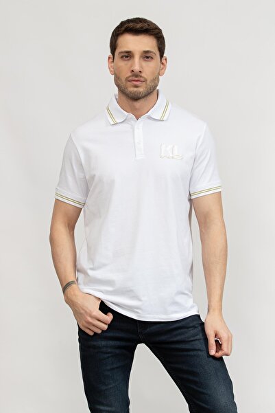Karl Lagerfeld Erkek Polo Yaka T-Shirt Beyaz