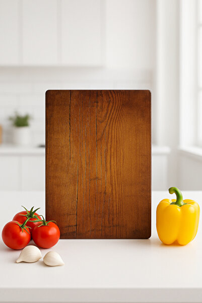 Miabella Home Old Wood Pattern Glass Cutting Board, Cutting Board Edges Oval, Antibacterial,