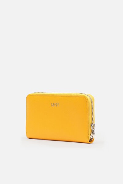 MAFİ Masted 100% Genuine Leather Yellow Zippered Women's Wallet