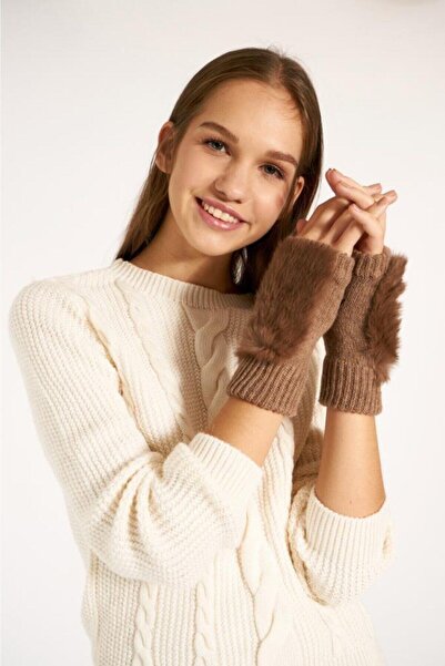 BALIENTE Кавові рукавички з хутром