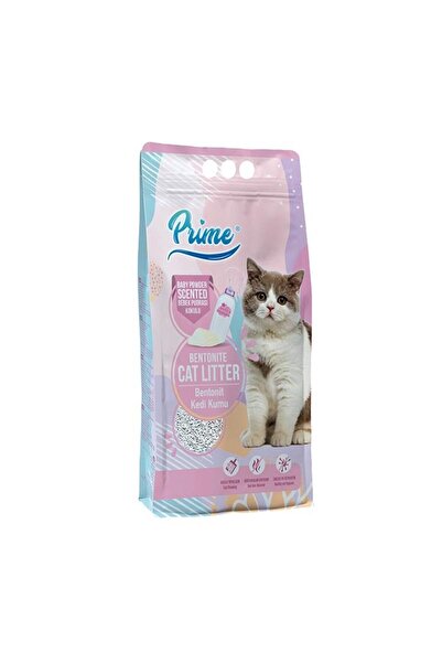 Prime Bentonit Bebek Pudralı Kokulu Topaklaşan KALIN Kedi Kumu 10 Lt
