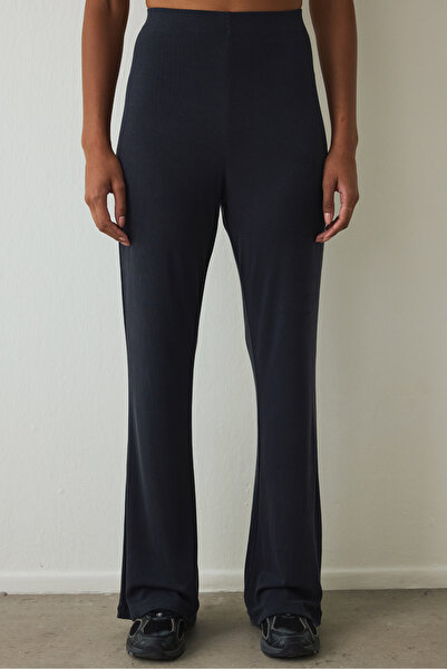 Penti Siyah Yüksek Bel Fitilli İspanyol Paça Tayt