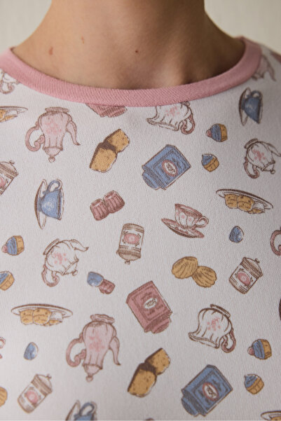 Penti Tea Party Baskılı Bisiklet Yaka Uzun Kollu Pijama Üstü