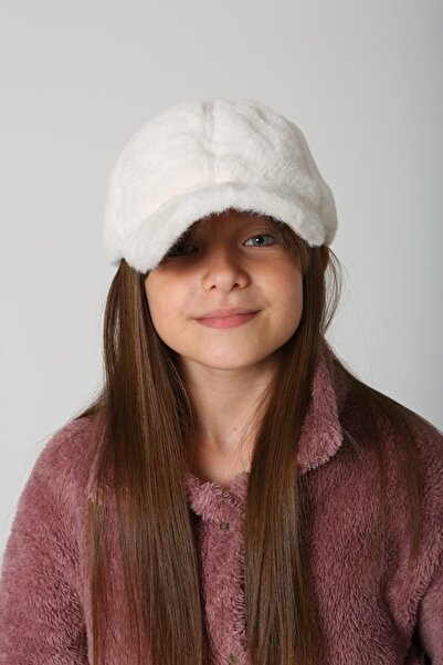 BALIENTE Girl's Ecru Plush Cap Hat - Soft Texture
