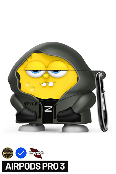 EWEC Pro 3. Generation Compatible Hoodie Spongebob Figure Protective Silicone Earphone Case