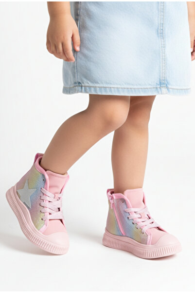 Moda Lime Rahat Esnek Kaymaz Taban Soğuk Havalara Dayanıklı Yıldız ve İp Detay Kız Bebek Çocuk Kışlık Bot