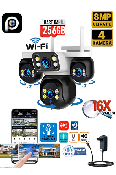 Ventus ES-5804 256GB 8MP 4 Kameralı Wifi 16X Zoom HiEasy Gece Görüş Çift Yönl...