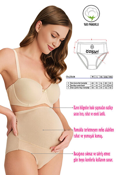 ÖZKAN underwear Özkan 23582 2 Pack Women's White Skin Mixed Pack Cotton Lycra Single Jersey Pregnant Maternity High Waist
