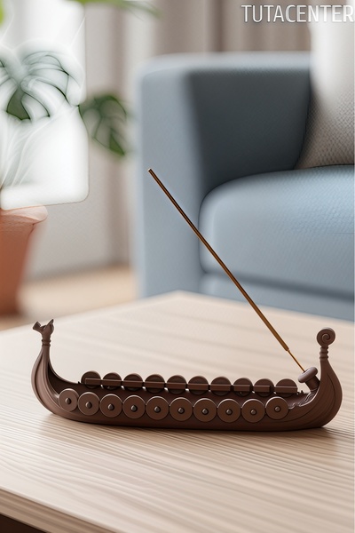 TUTACENTER Viking Gemisi Modeli Tütsülük | Dekoratif Plastik Tütsülük | Nordi...