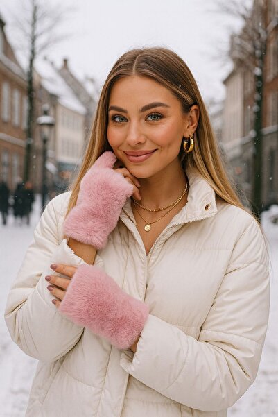 BALIENTE قفازات نسائية من القطيفة الوردية