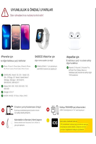 DEANB 15W Hızlı Apple Iphone - Android Uyumlu AirPods Magsafe Wireless Kablosuz Şarj Standı - RGB Işıklı