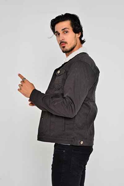 comstar Ανδρικό Trend Χειμερινό Τζιν Μπουφάν με Γούνα Εσωτερικά Anthracite