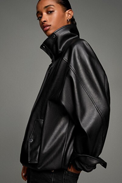 Bershka Oversize suni deri ceket