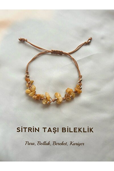 Femenino Sitrin Taşı Gerçek Doğal Taş Merdiven Örme Bileklik – Para, Bolluk v...