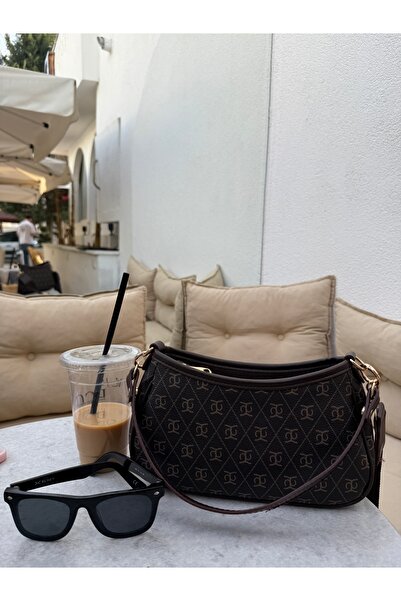 REVENKO Farme Monogram Kahverengi Çapraz Çanta