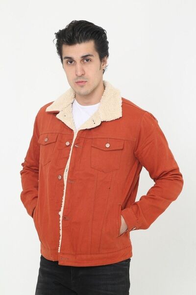 comstar Men's Trend Winter Fur Lined Denim Jacket Tile