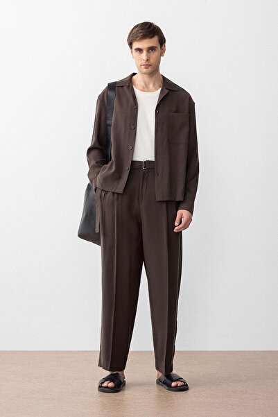 Antioch Brown Relax Fit Modal Fabric Men's Shirt