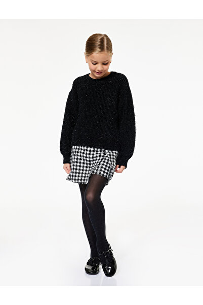 Koton Kaz Ayağı Desenli Beli Lastikli Tüvit Şort Etek